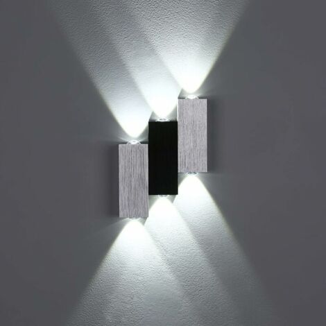 DEESSE SHOP - Applique Murale LED Intérieur Moderne Applique Murale 6W Aluminium Brossé Applique Murale Vers Le Haut Pour Salon Chambre Cuisine Applique Murale Blanc Froid