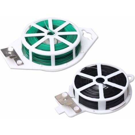 DEESSE SHOP - 2 rouleaux d'attaches de fil de jardin, fil de plante avec coupe, attaches de plantes métalliques pour greffe de plantes pour jardin, bureau à domicile (vert noir, chaque 50 m) (1/5)