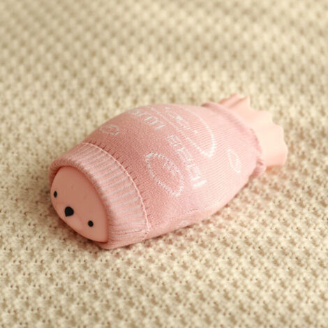 DEESSE SHOP - Bouillotte en silicone, bouillotte d'hiver Warmies avec housse en tricot, bouillotte pour micro-ondes, cadeaux mignons pour enfants adultes, rose (1/5)