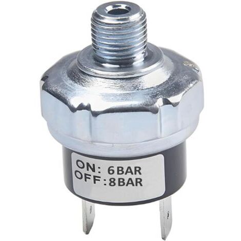 Interrupteur de Pression pour Compresseurs d'air 6-8 Bar Pressostat de Compresseur Air 1/8" NPT Pressostats de Commande Valve Pompe Automatique DC 12V 24V AC 110V 220V