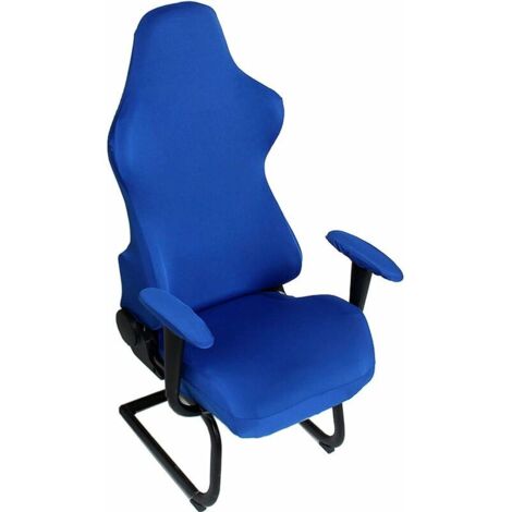 DEESSE SHOP - Housse universelle de chaise d'ordinateur housse de chaise de jeu/de course housse de protection de chaise lavable bleu (seulement housse, pas de chaise) (1/5)