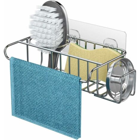 DEESSE SHOP - Rangement pour évier de cuisine, 4 en 1 porte-éponge pour évier, organisateur pour éponges, brosse de cuisine, liquide vaisselle et bouchon d'évier, montage mural/suspendu pour accessoir (1/5)