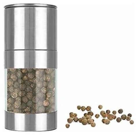 DEESSE SHOP - Moulin à poivre manuel, moulin à sel et à poivre, moulin à épices en acier inoxydable, taille de grain réglable (argent, 1 pièce) (1/5)