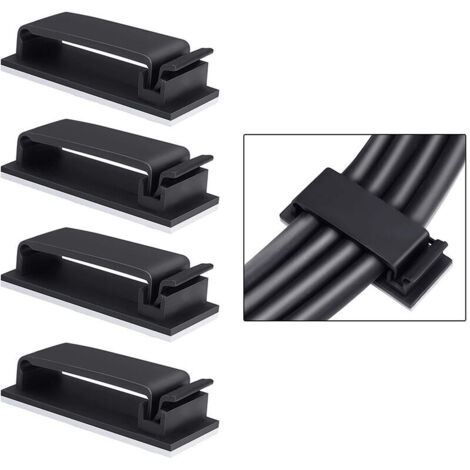 DEESSE SHOP - 60 pcs Clips de câble adhésifs, 3M Clips de câble adhésifs Attache de câble auto-adhésive, Organisateur de fil électrique pour TV/PC/Bureau/Maison avec (1/5)