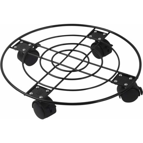 DEESSE SHOP - Plant Caddy - 33cm Round Metal Plant Caddy, Plant Pot Trolley with Frein Wheel, Heavy Duty Plant Pot Wheels for Indoor Outdoor Home Garden (1 Pack) (1/5)