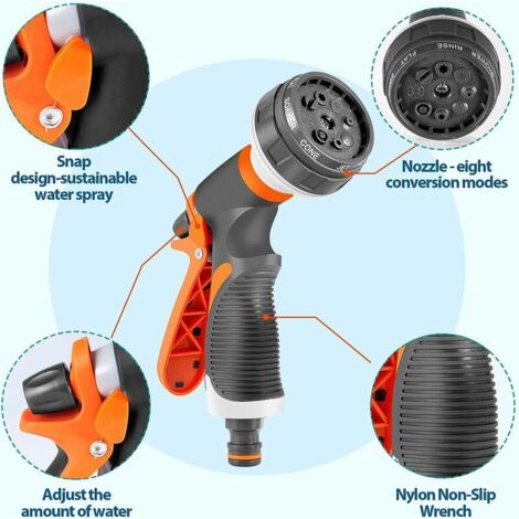DEESSE SHOP - Buse de tuyau d'arrosage, buse de tuyau d'arrosage pour le lavage de voiture, la douche pour animaux de compagnie, le nettoyage, l'arrosage de la pelouse et du jardin (1/5)