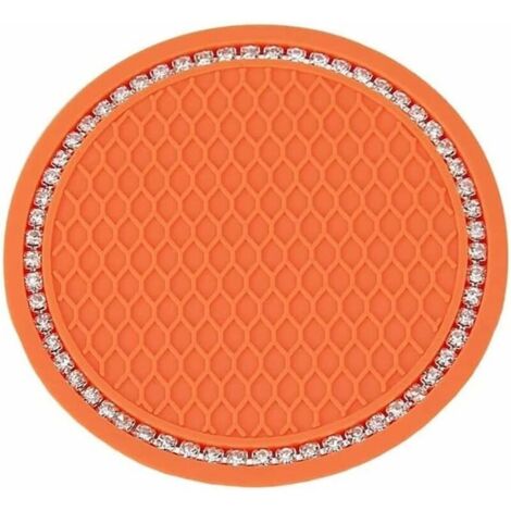 DEESSE SHOP - Dessous de verre de voiture 4 pièces, sous-verre de voiture en cristal antidérapant en silicone de 2,75 pouces, accessoires d'intérieur de voiture, tapis de sous-verre GM (orange) (1/5)