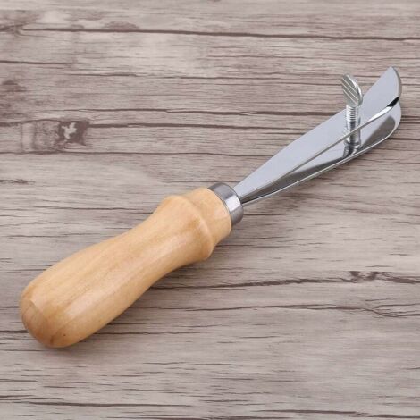 DEESSE SHOP - Outil de biseautage de bord en cuir, raineur de bord en cuir réglable avec manche en bois Outil de travail de biseautage de presse de bord professionnel pour bricolage artisanat du cuir (1/5)