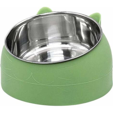 DEESSE SHOP - Gamelle pour chat en acier inoxydable 200ML Bol à eau pour chat Multifonction Bol à nourriture et à eau Vert (1/5)