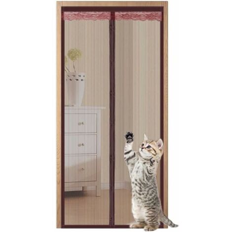 DEESSE SHOP - Moustiquaire de porte fenêtre, rideau anti-moustique magnétique à fermeture automatique, moustiquaire magnétique pour porte fenêtre matériau en fil de diamant ne se déchire pas - marron (1/5)