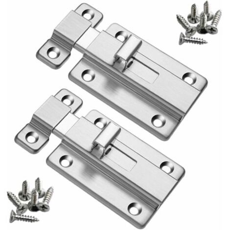 DEESSE SHOP - Boulons de porte, 2 loquets de porte de sécurité en acier inoxydable de 4 pouces avec vis pour tous les types de portes intérieures (1/5)