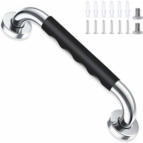 DEESSE SHOP - Baignoire de sécurité noire de 30 cm, barre d'appui en acier inoxydable antidérapante et murale, pour poignée de WC de salle de bain pour enfants/personnes âgées (1/5)