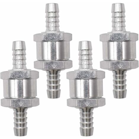 DEESSE SHOP - Clapet anti-retour en aluminium, clapet anti-retour argenté 4 pièces avec clapet anti-retour en alliage d'aluminium pour carburateur basse pression (8 mm) (1/5)