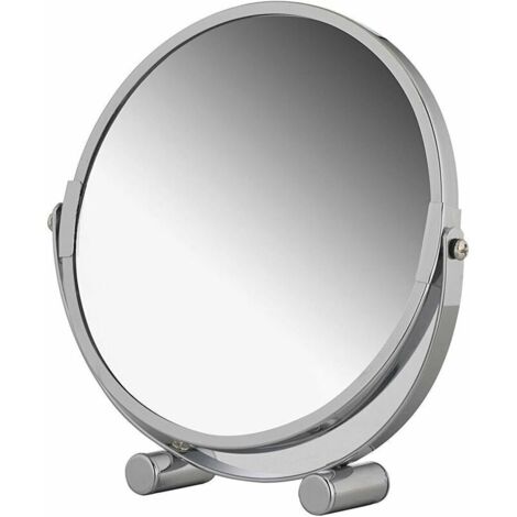 DEESSE SHOP - Miroir grossissant pivotant sur pied, miroir de courtoisie cosmétique portable en métal chromé avec grossissement jusqu'à 3x, miroir de maquillage rond double face, miroir de salle de ba (1/5)