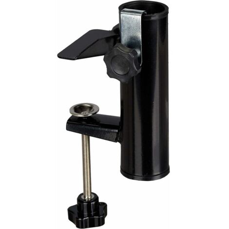 DEESSE SHOP - Porte-parapluie pour garde-corps de balcon carré, taille de tube 19-38 mm, acier, support, 15,5 cm, noir (1/5)