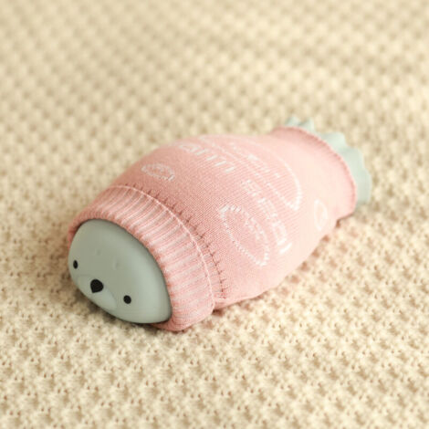 DEESSE SHOP - Bouillotte en silicone, bouillotte d'hiver Warmies avec housse en tricot, bouillotte pour micro-ondes, cadeaux mignons pour enfants adultes, bleu (1/5)