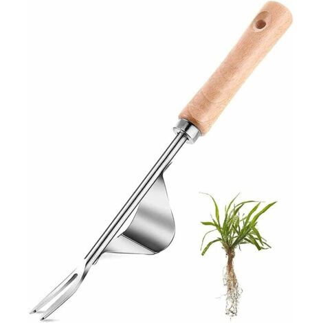 DEESSE SHOP - Outil de désherbage manuel, utilisez un manche en bois massif et une bouche de pelle en acier inoxydable en forme de Y, outils de désherbage pour la transplantation de terres agricoles d (1/5)