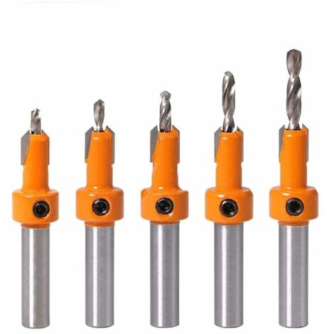 DEESSE SHOP - Jeu de forets à bois, 5 pièces de forets à fraiser, forets à fraiser à fraiser HSS pour le perçage du bois, du plastique, des trous de forage (10MM) (1/5)