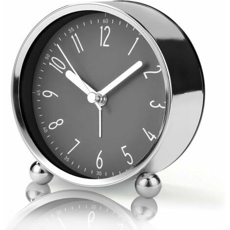 DEESSE SHOP - Réveil sans tic-tac, horloge de chevet silencieuse de 10,2 cm pour gros dormeurs, horloge analogique à piles avec design gris moderne, horloge de table grand écran pour salon, salle d'ét (1/5)