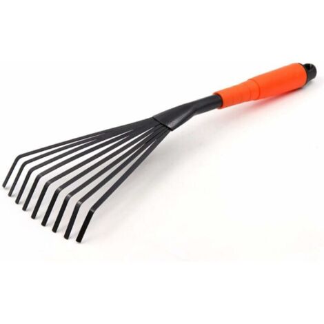 DEESSE SHOP - Mini râteau de jardin en acier de 40,6 cm à 9 racines avec poignée ergonomique confortable et résistante à la rouille – Outil de jardinage professionnel. (1/5)