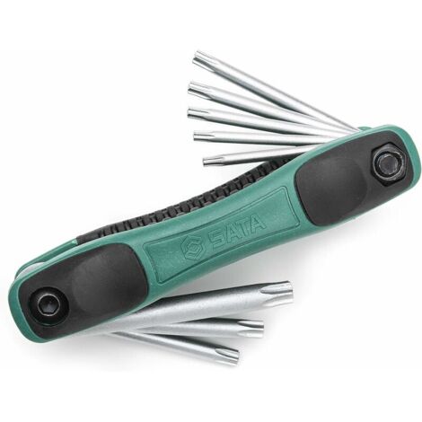 DEESSE SHOP - Jeu de 8 clés Torx pliantes, T9 - T40 avec construction en alliage d'acier trempé et poignée confortable bi-matière (1/5)