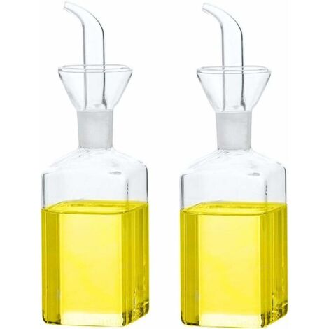 DEESSE SHOP - Bouteille d'huile en verre Distributeur d'huile d'olive Bouteille en verre Distributeur de mesure de vinaigre d'huile de cuisson avec bec verseur pour cuisine et barbecue (250 ml/8,54 oz (1/5)