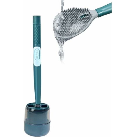 DEESSE SHOP - Brosse WC et supports, brosse WC rechargeable et support, brosse WC distributeur de savon, brosse WC en silicone souple TPR avec liquide de nettoyage, pour nettoyage en profondeur de la (1/5)