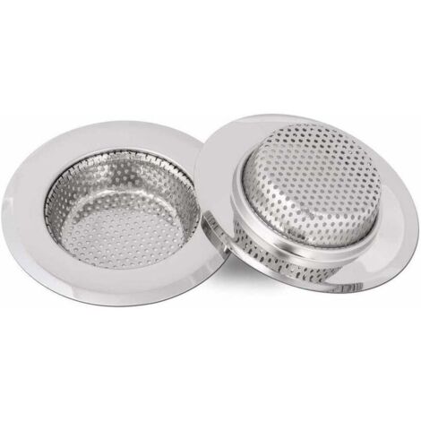 DEESSE SHOP - Lot de 2 crépines d'évier de cuisine, salle de bain, filtre de vidange en acier inoxydable, empêche le colmatage, grand diamètre extérieur de 4,5 pouces/11,3 cm (grande taille)