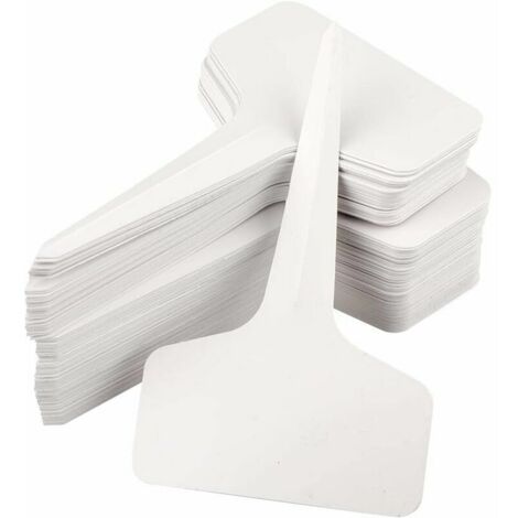 DEESSE SHOP - 100 pièces marqueurs de plantes de type T en plastique blanc, marqueurs de jardin imperméables durables étiquettes de semis (1/5)