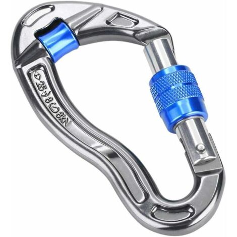 DEESSE SHOP - Mousqueton de verrouillage Vis Verrouillage Mousqueton Crochet 25kn Twist Lock et Heavy Duty pour Escalade Rappel Alpinisme Bleu (1/5)
