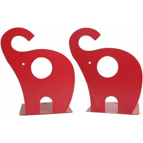 DEESSE SHOP - Décoration de serre-livres en métal pour enfants motif éléphant antidérapant rouge (1/5)