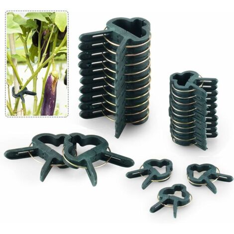 DEESSE SHOP - Lot de 80 clips de support de plantes réglables pour piquets de jardin, structure de support pour jardin, vigne, légumes, tomates (40 grands clips et 40 petits clips). (1/5)