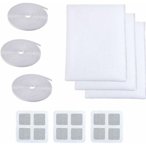 DEESSE SHOP - Moustiquaires pour Fenêtre, Moustiquaire, 3 Pièces 150cm x 200cm Protection contre les Insectes pour Fenêtre Moustiquaire pour Fenêtre, Kit de Protection contre les Moustiques (Blanc) (1/5)