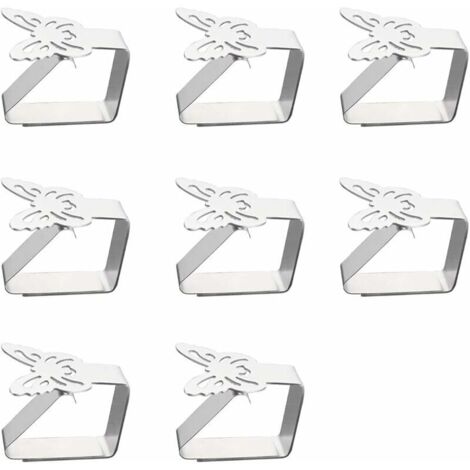 DEESSE SHOP - 8 Nappe Cintre Clip Pince Support En Acier Inoxydable Papillon Couverture De Table Clip Nappe Support Table Épaisseur Ne Dépasse Pas 3cm Utilisé Pour Le Jardin Extérieur(6.25cm) (1/4)