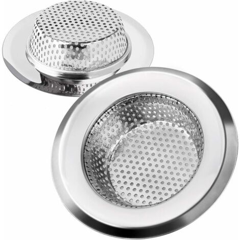 DEESSE SHOP - Crépine d'évier de cuisine Crépine de vidange en acier inoxydable Durable anti-obstruction pour évier Idéal pour la maison, la cuisine, le bain, le lavabo, 11,3 cm de diamètre 2 pièces (1/5)