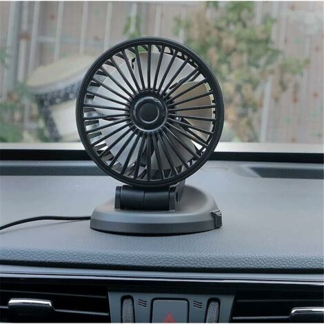 DEESSE SHOP - Ventilateur à piles, port USB 5 V Mini ventilateur à pince ventilateur de refroidissement de voiture pour tableau de bord ventilateur de bureau ventilateur à ventouse (1/4)