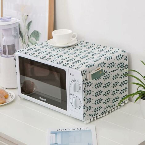 DEESSE SHOP - Housse anti-poussière pour four à micro-ondes, accessoire de four à micro-ondes, housse anti-huile, motif épis de blé vert (1/5)
