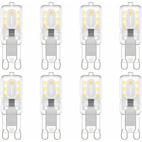 DEESSE SHOP - Lot de 8 ampoules LED G9, G9 LED 220 V Blanc naturel 5500 K 3 W équivalent halogène 30 W [Classe énergétique E] (1/5)