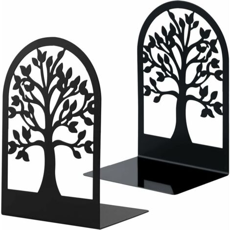 DEESSE SHOP - Serre-livres en métal pour livres, porte-livres anti-rayures pour bureau, école et maison, séparateurs de livres, CD, porte-fichiers pour bureaux (1 paires) (1/5)