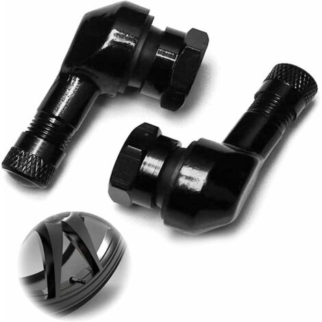 DEESSE SHOP - 90 Degrés Valve de Pneu Valves de Pneu Roues en Aluminium Universelles Rallonge de Valve de Pneu Adaptateur d'Extension de Tige de Pneu pour Vélo Moto Véhicule à Moteur Universel Noir 2 (1/4)