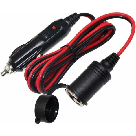 DEESSE SHOP - Câble d'extension de prise allume-cigare de voiture de 12 pieds avec prise mâle, cordon de chargeur d'alimentation CC robuste 16AWG avec lumières LED, fusible 15A (1/5)