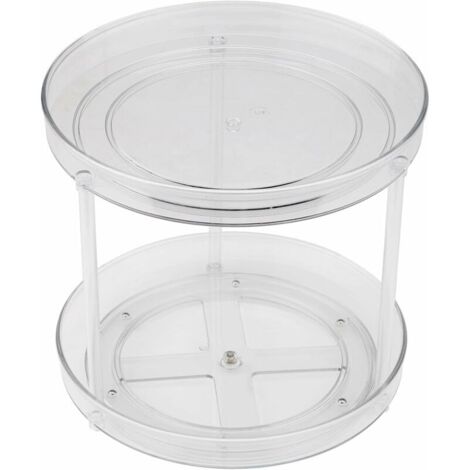 DEESSE SHOP - Organiseur de plateau tournant, organisateur de placard Lazy-Susan à 2 niveaux, support à épices pour armoire de cuisine, porte-condiments pour plateau tournant Lazy Susan pour garde-man (1/5)