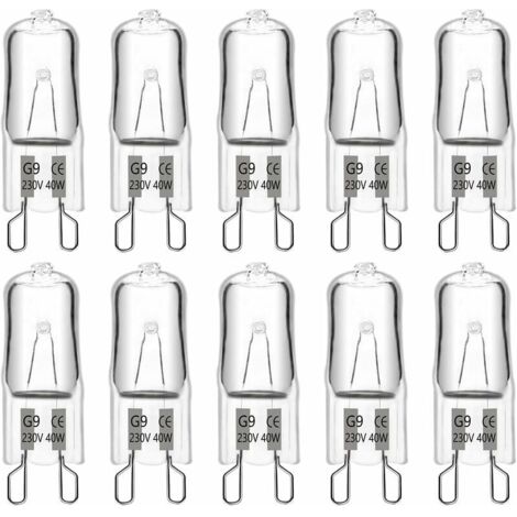 DEESSE SHOP - Ampoule Halogène G9 40W 230V, 480LM 2900K Blanc Chaud Dimmable, Ampoules Capsules G9, pour Lustres, Paysages, Appliques Murales, Éclairage d'Armoire, Paquet de 10 (1/5)