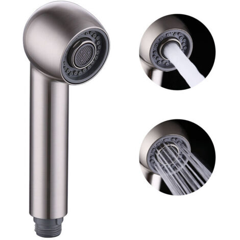 DEESSE SHOP - Remplacement de la tête de pulvérisation du robinet de cuisine Tête de pulvérisation à 2 jets pour mitigeur de cuisine extractible, filetage droit G1/2, nickel brossé (1/5)