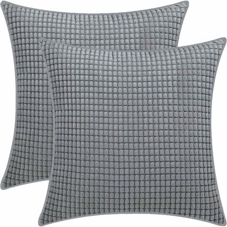 DEESSE SHOP - Taie d'oreiller en grains de maïs, taie d'oreiller en velours côtelé doux, housse de coussin de décoration de canapé de chambre à coucher de maison (2pcs gris foncé, 45x45cm) (1/5)