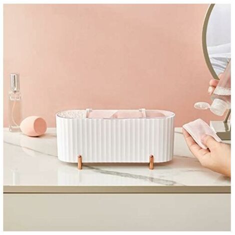 DEESSE SHOP - Qtip Holder, 3 compartiments de rangement pour cotons-tiges, distributeur de coton-tige, distributeur Q-tip pour cotons-tiges/cotons-tiges/œufs de beauté adaptés à la chambre, à la salle (1/5)