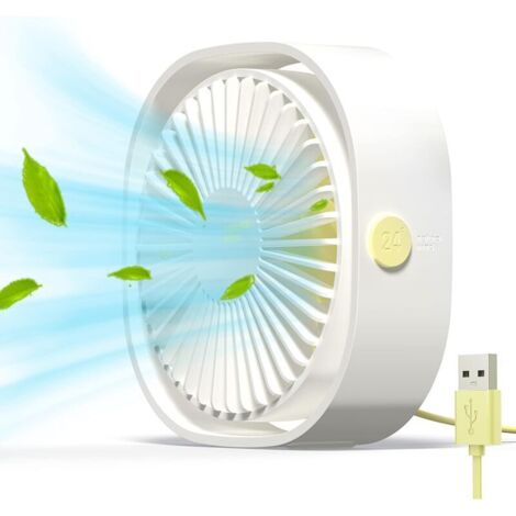 DEESSE SHOP - Ventilateur USB Mini ventilateur portable ventilateur silencieux ventilateur de bureau 3 vitesses réglable alimenté par USB, pour la maison et le bureau (blanc) (1/5)