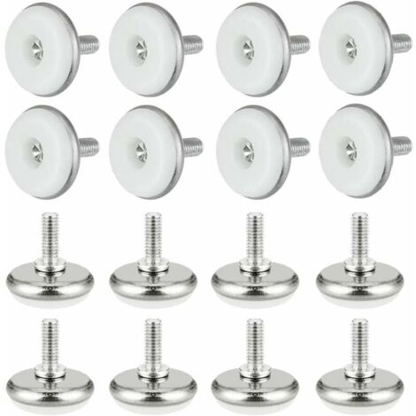 DEESSE SHOP - Lot de 30 pieds de nivellement réglables en plastique et métal avec écrou M6 x 15 x 30 mm Vis de réglage de meubles pour meubles de table, bureau, placard, chaise, blanc (1/5)
