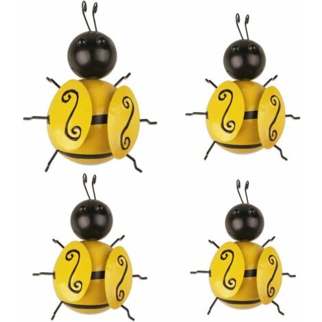 DEESSE SHOP - 4 pièces métal abeille décoration murale abeille mur Art pour extérieur jardin pelouse clôtures décor bureau chambre salon décor à la maison (1/5)