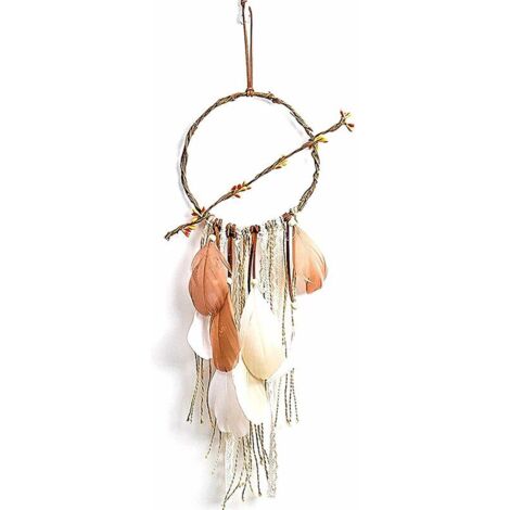 DEESSE SHOP - Attrape-rêves en plumes, attrape-rêves, attrape-rêves faits à la main avec plumes et branches pour décoration murale de voiture de chambre à coucher (1/5)